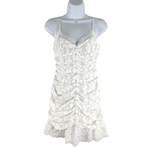 For Love & Lemons Samira mini abito piccolo bianco senza maniche pizzo nuovo con etichetta DR-1674 - Foto 1 di 11