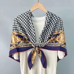 Sallys 70% Cashmere & 30% Silk Wrap Vintage Print Bandanna Shawl Scarf 43" - Picture 1 of 10