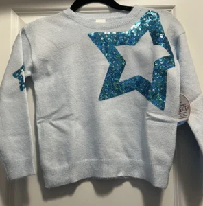 Member's Mark Girls Blue Turquoise My Favorite Sweater Sequin Star 6/6X NWT - Picture 1 of 11