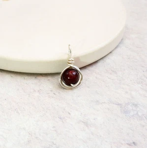 Garnet Pendant Charm Handmade Silver January Birthstone No Chain Gift Wrapped - Picture 1 of 3