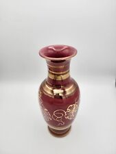 Vintage Vee Jackson San Gabriel Hand Painted Pink Gold Grape Cluster 9.25” Vase