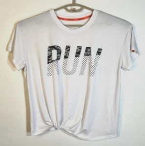 Orange Theory Women's Large White Stretch Knot Front "RUN"  T Shirt - Picture 1 of 4