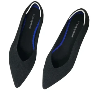 Black Womens KNIT POINTED TOE FLATS Shoes Summer Washable Fabric EU36 US 5.5-6 - Bild 1 von 7