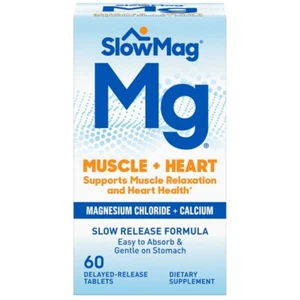 SlowMag Mg Muscle + Heart Magnesium Chloride with Calcium Supplement 60 Count - Picture 1 of 1