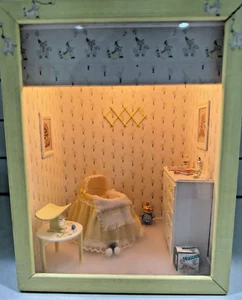 Dollhouse VTG 1:12 Room Shadow Box Display OOAK Baby Nursery Lighted Plays Music - Picture 1 of 21