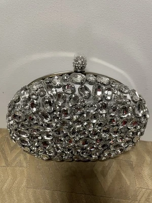 Fashion Nova Cut Gems Clutch - Silver - Image 1 of 4
