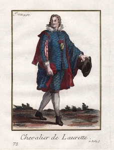 Chevalier De Laurette Knight Costume Copperplate Engraving 1790 - Picture 1 of 1
