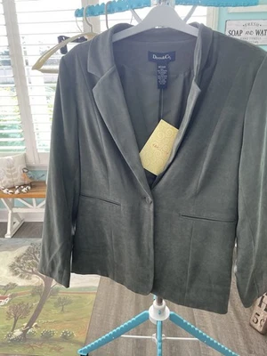 Blazer Mujer Denim and Company Verde Salvia Imitación Gamuza Chaqueta, Talla, Med Nuevo Con Etiquetas Foto 1 de 4