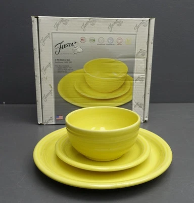 Juego de vajilla Fiesta de 3 piezas de bistró amarillo girasol plato de cena/plato de ensalada/tazón Foto 1 de 4