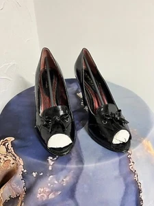 bongo black heels Peep Toe Bow - Picture 1 of 9