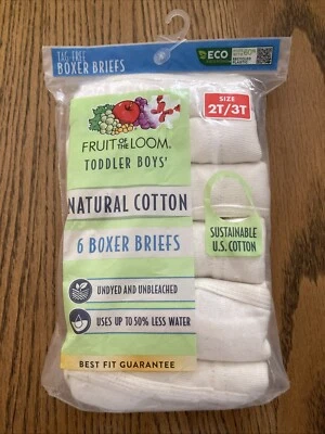 Cuecas boxer Fruit If The Loom meninos algodão natural 6 Pr tamanho 2T/3T novas - Imagem 1 de 4