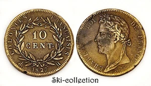 10 Cent Der Kolonien Abdichtband 1827 H (Martinique, Guadeloupe) Charles X ° - Picture 1 of 1