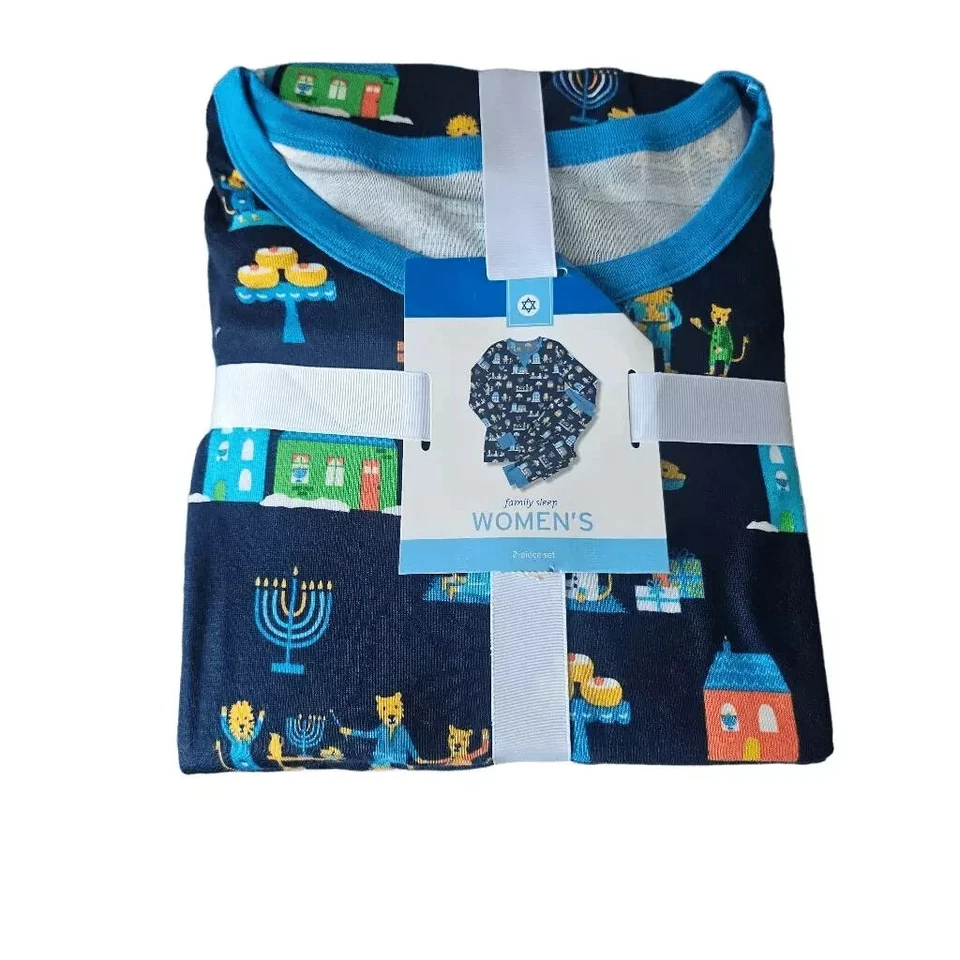 Target Womens Hanukkah Pajama Set Size 4XL Blue Menorah Dreidel Lion PJ'S