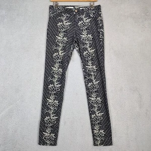 Anthropologie Pilcro Pants Women's 28 Black Floral Serif Corduroy Lightweight - Picture 1 of 12