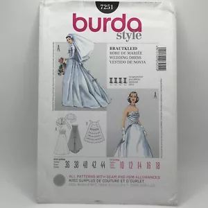 Burda Style 7251 Misses Gr. 10-18 Brautkleid Schnittmuster UC FF - Bild 1 von 5