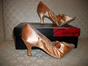 Ballroom Dance Shoes Capezio Suzana BR32S 3" Tan Satin New In Box - Picture 1 of 4