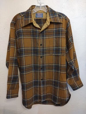 Vintage Men’s Pendleton Lodge Shirt  Brown Buffalo Check Plaid SZ L  VTG 1970’s - Image 1 of 4