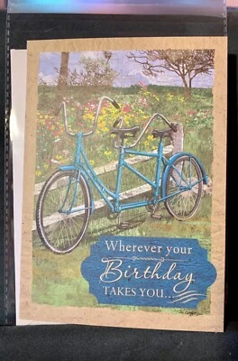 生日卡双自行车专为两个旅行者制造复古 — 第 1/4 张图片