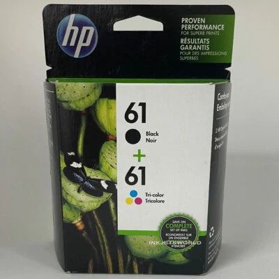 HP 61 2pack Combo Ink Cartridges Black and Color NEW GENUINE - Image 1 of 3