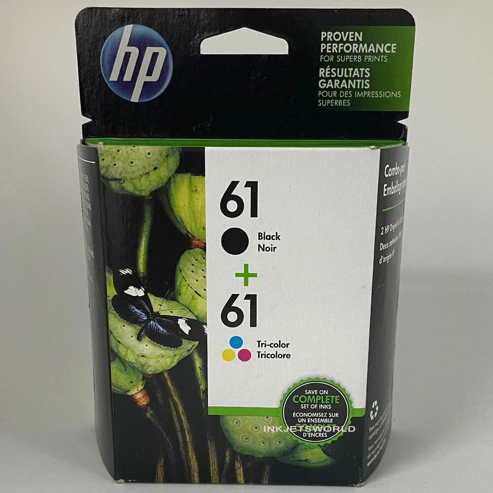 HP 61 2pack Combo Ink Cartridges Black and Color NEW GENUINE - Image 1 of 3