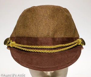 Cadet Hat Brown Soft Felt Military Style Brimmed Costume Steampunk Hat  - Picture 1 of 3