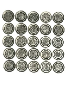 Franklin Mint 25 Pewter Miniature Plate Set Poor Richard Excellent Condition - Picture 1 of 12