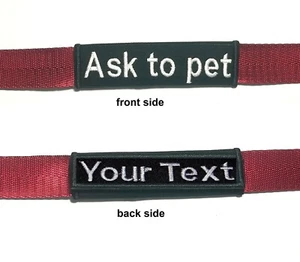 Envoltura de correa bordada con nombre o texto personalizado de doble cara Pregunte a perro de servicio de mascotas 1" - Imagen 1 de 4