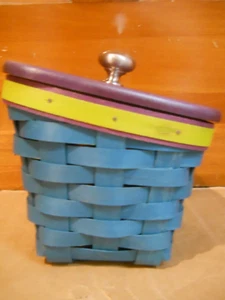 New Longaberger TAPERED TRINKETS Basket Set, Teal, Purple Lid, Protector '15 - Picture 1 of 8