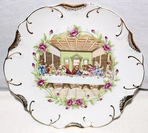Vintage 18KT Gold Trimmed Last Supper Plate 8 Inch Diameter - Picture 1 of 5