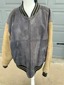 Chaqueta Bomber Free Country Vintage Cuero Gamuza Para Hombre 2XL Negra/Beige - Imagen 1 de 17