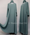Classic Everyday Abaya Semi Flare Umbrella Muslim Maxi Dress Korean Nida Sage