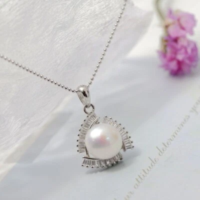 N06 Rimorchio Di Arco con Cornice Perla D'Acqua Dolce Argento Sterling 925 - Immagine 1 di 4