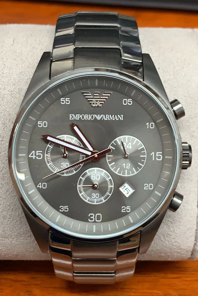 Emporio Armani AR5964 Sportivo Grey Dial Stainless Steel Chronograph Men's Watch - Image 1 of 1