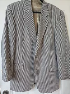 Orvis Blazer Sport Mantel Herren 46 L blau hellbraun Gingham kariert Blazer Jacke 3 Knopf - Bild 1 von 9