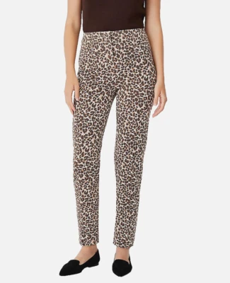 NUEVO Pantalones para mujer Ann Taylor 8 beige marrón estampado animal tiro alto ajustado tobillo Foto 1 de 4