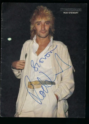 Rod Stewart signed magazine page verso Roger Moore Cover