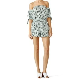 Milly ZOEY Palm Tree Print Cotton Romper Off the Shoulder Size 12 - Picture 1 of 8