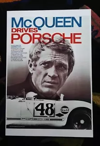 Póster de McQueen Drives PORSCHE nuevo - Imagen 1 de 1
