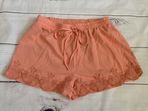 MINE Damen kleine orange gewellte Shorts BoHo elastischer Bund Kordelzug NEU - Bild 1 von 7