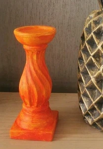 Stumpenkerzenhalter Deko Ornament klobig rund orange klobig 30 cm hoch - Bild 1 von 5
