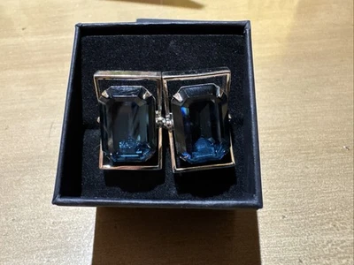 Gemelos vintage color azul zafiro Estate Find recién regalo en caja para ti Foto 1 de 4