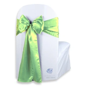 20 pcs Satin Chair Cover Bow Sash 108"x8" - Apple Green - Wedding Party mh - Picture 1 of 5