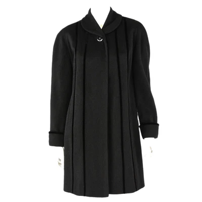 Abrigo Vintage Años 50 100% Lana Terciopelo Borde Estrella Botón Mujer M Negro Gótico Noche Foto 1 de 4