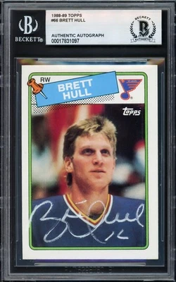SALE! Brett Hull Autographed Signed 1988-89 Topps RC 66 St. Louis Blues Beckett - Image 1 of 2