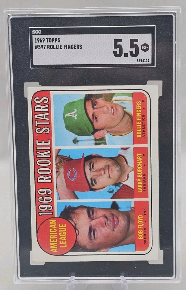1969 Topps #597 Floyd/Burchart/Rollie Fingers ROOKIE SGC 5.5 EX+ This Just Pops! - Image 1 of 2