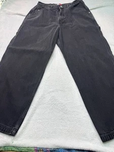 Vintage 90s Y2K Tommy Hilfiger Womens Jrs 14 Wide Leg Baggy Carpenter Black Jean - Picture 1 of 13