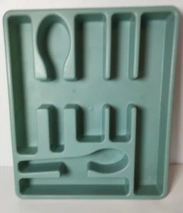 Vtg United Plastics Aqua Silverware Flatware Utensil Holder Kitchen Organizer - Picture 1 of 6