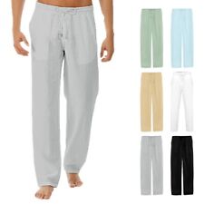 Breathable Loose Fit Drawstring Trousers in Solid Color for Men's Fashion
