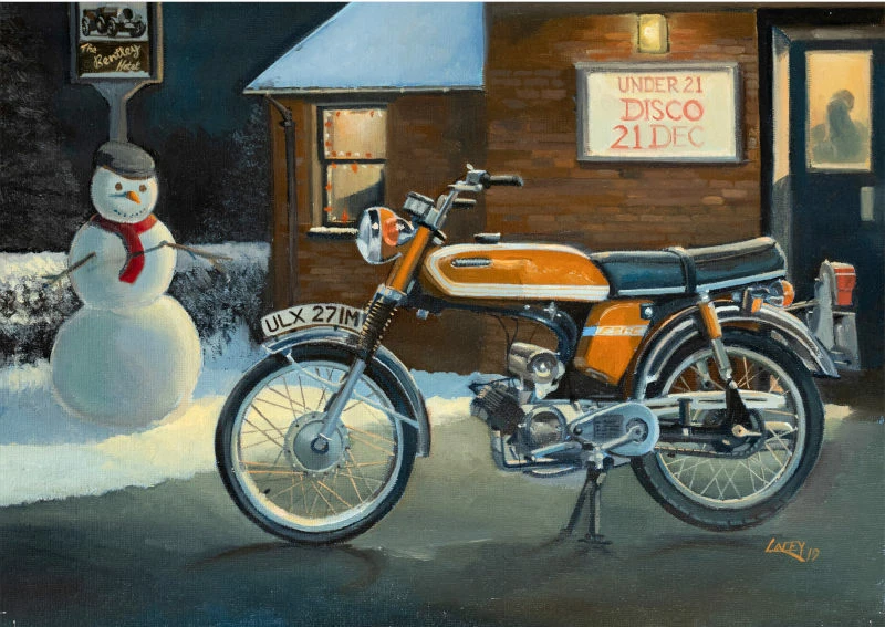 Yamaha FS1-E Fizzy Fizzie Japanese Motorbike Motorcycle Moped Christmas Card