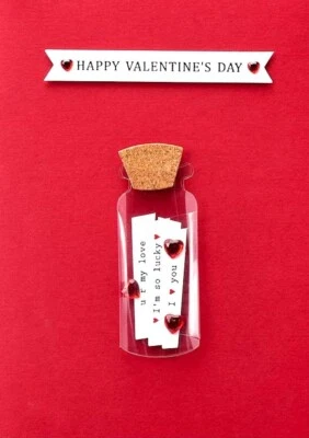Papyrus 3D Gemmed Hearts Love Notes in a Jar Valentine's Day Greeting Card - Image 1 of 4